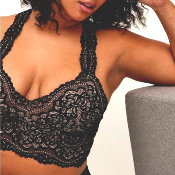 ❤️NWT VINTAGE TORRID BRALETTE - NUDE BLACK LACE UNLINED RACERBACK SEMI-SHEER BRA - Picture 5 of 10
